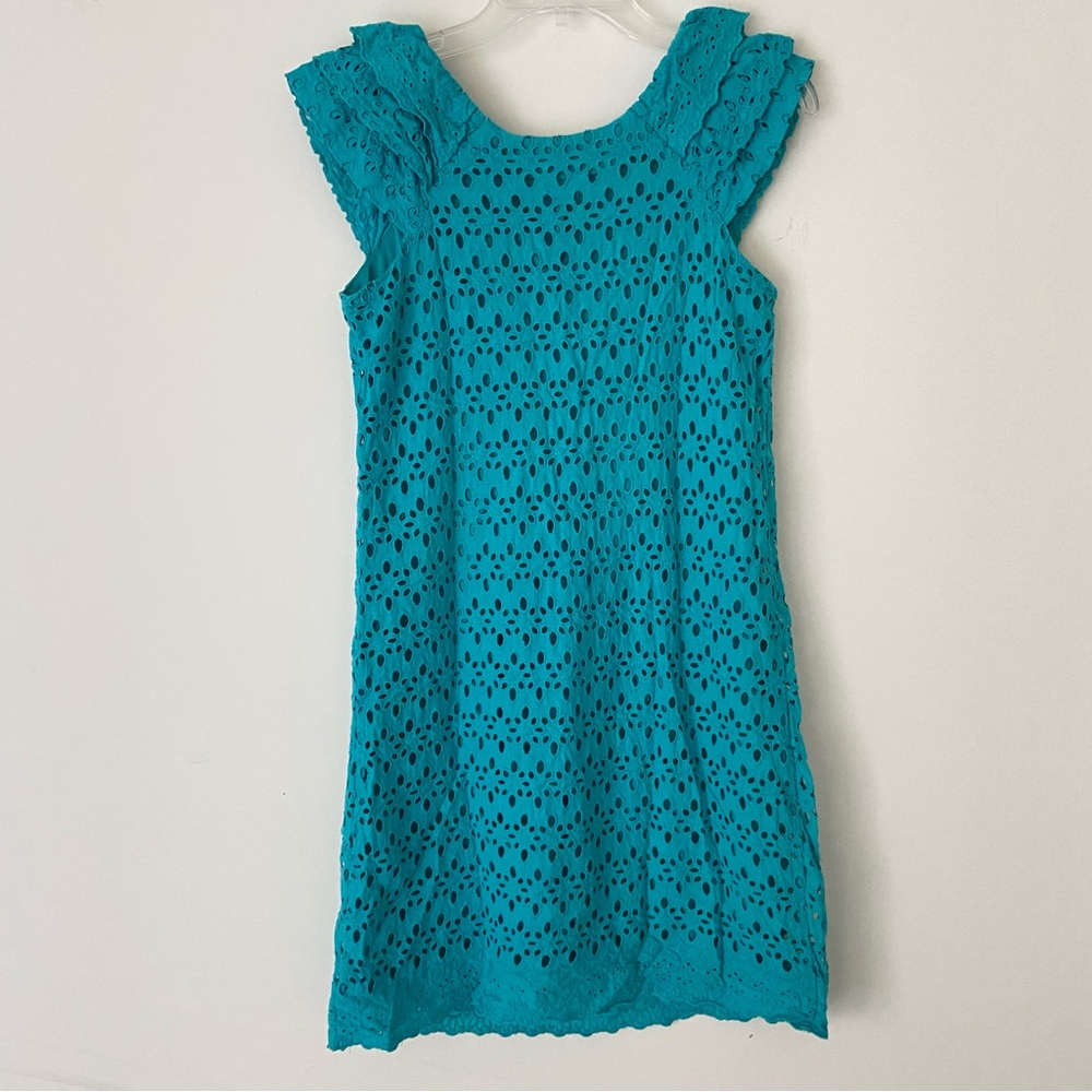 Dressbarn Teal Eyelet Lace Dress – Size 4 (fits more like size 2)